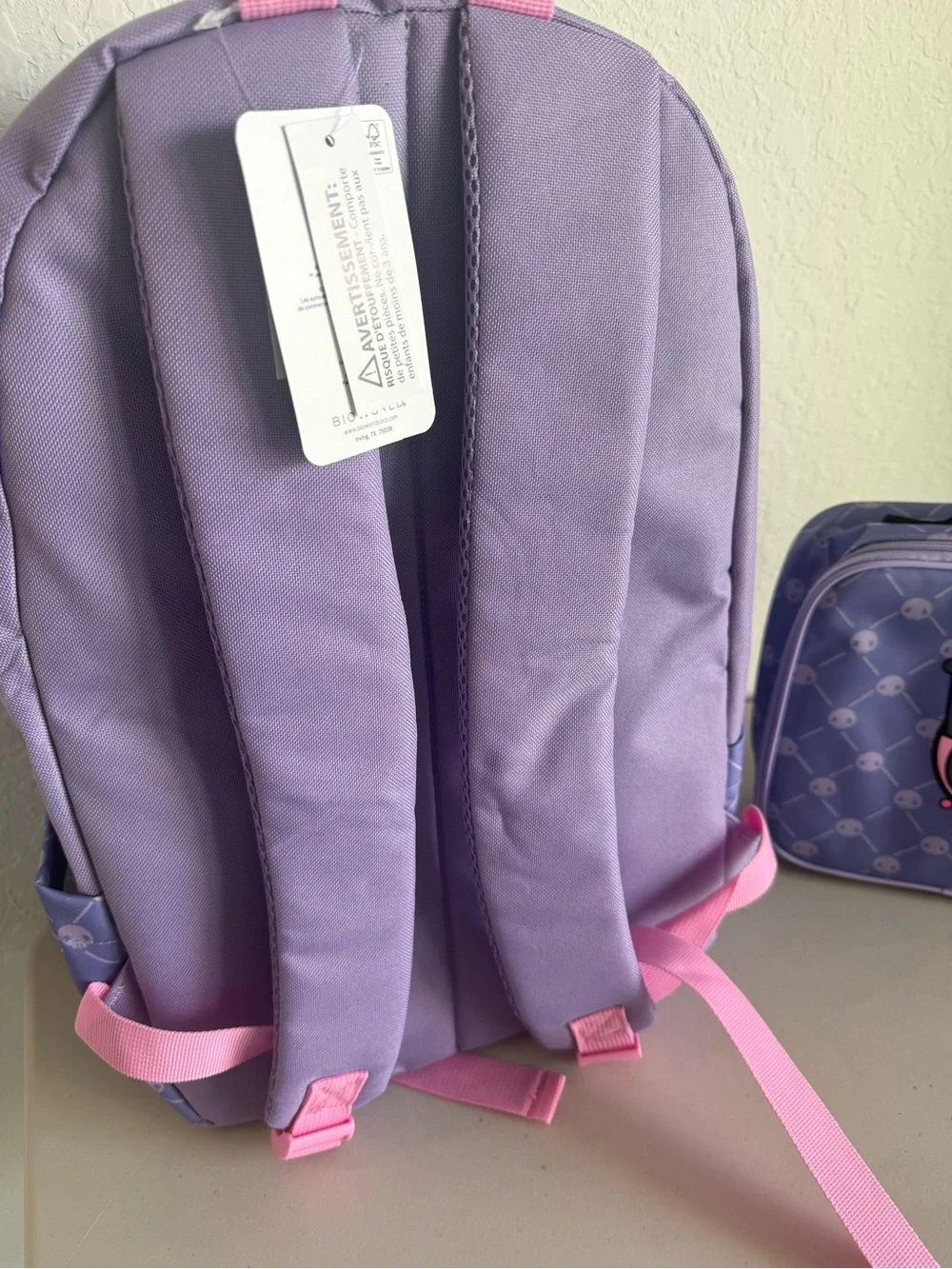 Kuromi Backpack and Matching Lunch Bag in Lavender Pink